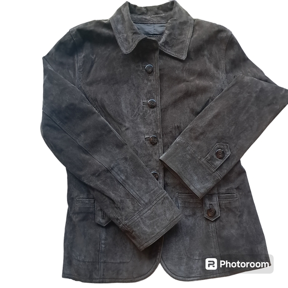 i.e. Jackets & Blazers - i.e relaxed M petite Real Genuine Suede Leather Lightweight Jacket Blazer Ladies
